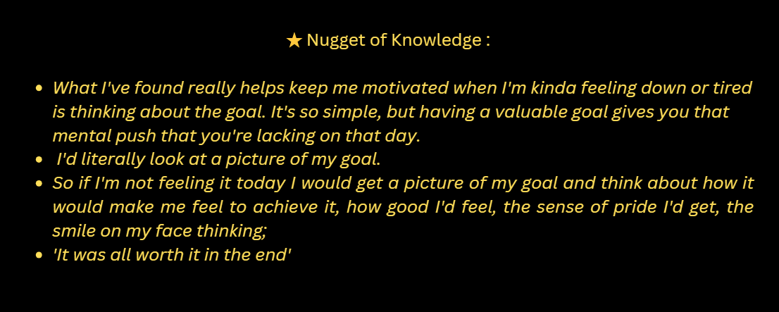 Nugget of Knowledge keeping motivation to goals Nugget of Knowledge keeping motivation to goals