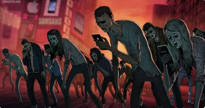 Mindless scrolling like zombies Mindless scrolling like zombies
